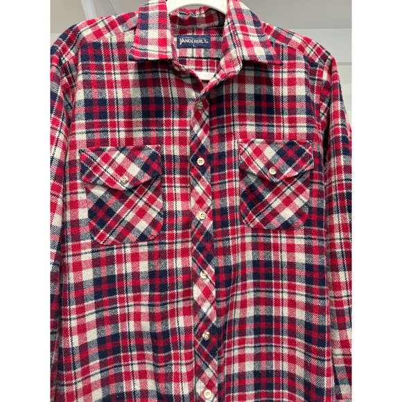 Vintage Vanderbilt Men's Flannel Red Blue Size Large - Picture 2 of 5